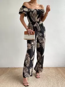 Breezaya Áo liền quần nữ Xù Dải chun Nhiệt đới Boho - Nhiều màu - Xem 6