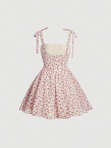 SHEIN MOD Ditsy Floral Print Ruched Bust Milkmaid Cami Dress - Multicolor - View 2