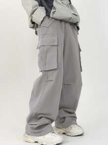 Manfinity EZcore Men Flap Pocket Side Cargo Trousers - Grey - View 1