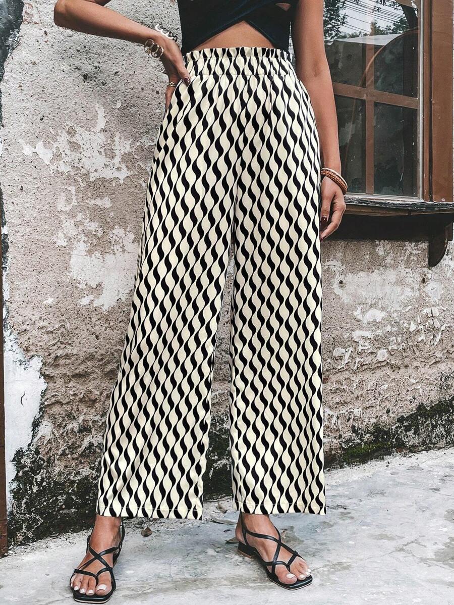 SHEIN LUNE 滿版印花闊腿褲