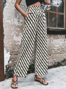 SHEIN LUNE 滿版印花闊腿褲