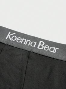 Men 5pcs Letter Tape Waistband Boxer Brief - Black - View 3