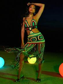 SHEIN Slayr 夏季流苏下摆吊带罩衫 - 彩色 - 查看 5