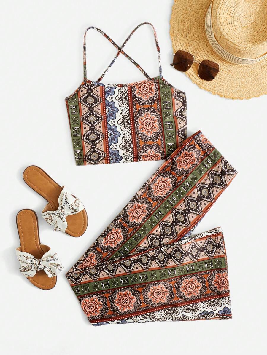 Soleia Bộ đồ hai mảnh nữ Lộ Lưng Ren lên Bộ lạc Boho - Nhiều màu - Xem 1