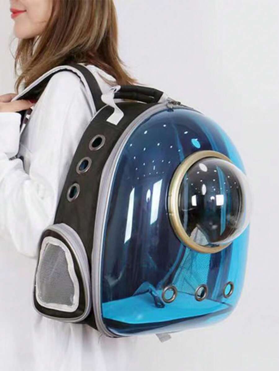 1pc Clear Pet Backpack For Dog For Outdoor - Blue - View 1