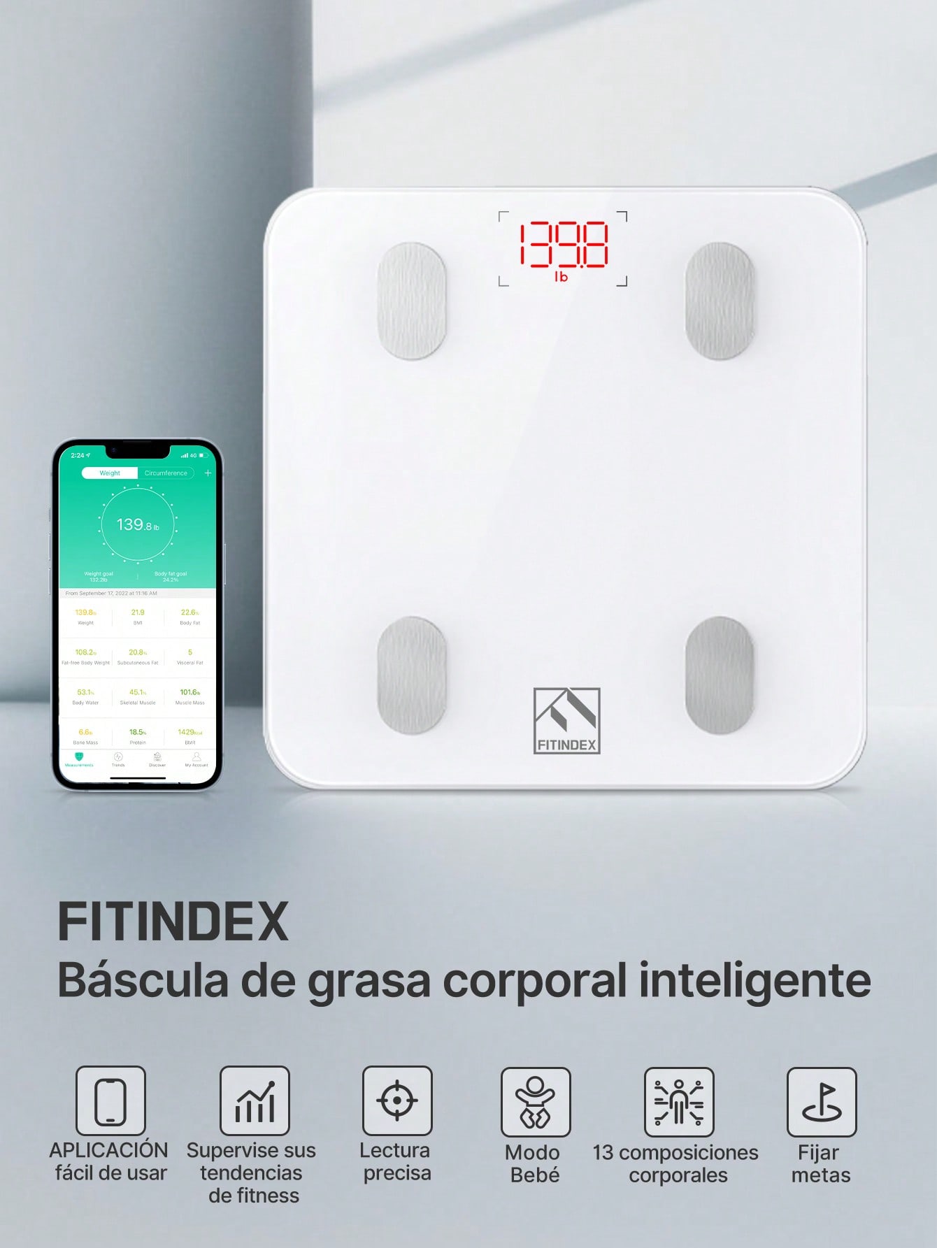 FITINDEX Smart Scale for Body Weight with Bluetooth SHEIN USA