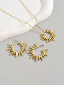 3pcs Fashionable Willow Stud Set For Women - Yellow Gold - View 2