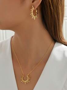 3pcs Fashionable Willow Stud Set For Women - Yellow Gold - View 3