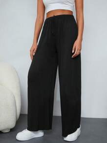 Cottnline Knut Enkel Enkel Kvinnor Byxor - Svart - Visa 4