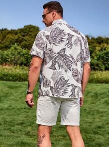 Manfinity RSRT Men Plus Tropical Print Shirt - White - View 2