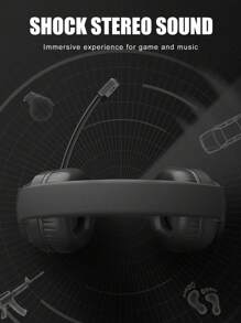 COLUSI 1pc ABS Glowing Wired Gaming Headset With Microphone - Black - View 3