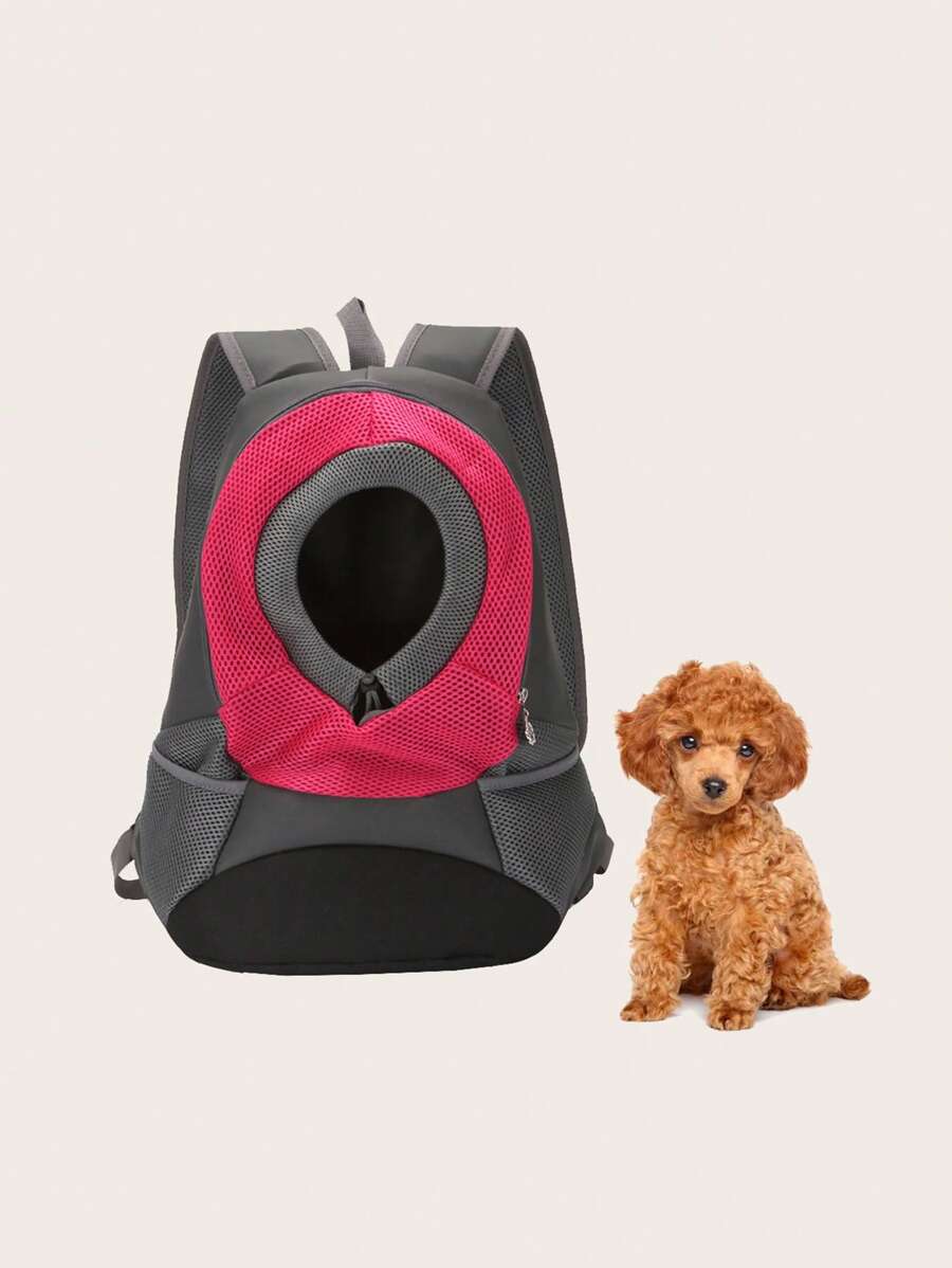 1pc Portable Pet Carrier Bag For Dog For Outdoor - Hot Pink - View 1