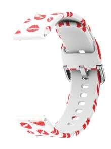 1入組男士女士嘴唇圖案矽膠時尚錶帶20mm與三星兼容 - 彩色 - 查看 1