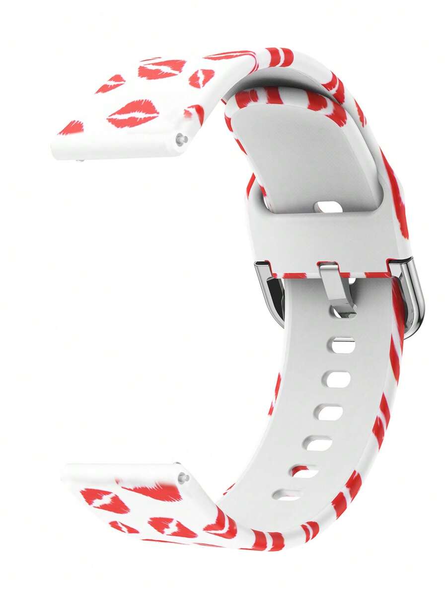 1入組男士女士嘴唇圖案矽膠時尚錶帶20mm與三星兼容 - 彩色 - 查看 1