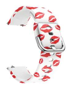 1入組男士女士嘴唇圖案矽膠時尚錶帶20mm與三星兼容 - 彩色 - 查看 2