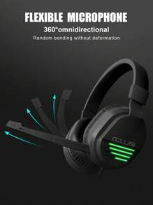 COLUSI 1pc ABS Glowing Wired Gaming Headset With Microphone - Black - View 4