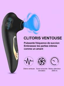 Vibromasseur à succion clitoridienne, jouet sexuel féminin, dispositif de succion clitoridienne, stimulateur clitoridien vibrant - Noir - Voir 7