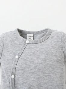 Newborn Baby Boy 2pcs Cartoon Graphic Button Front Jumpsuit & 2pcs Hat - Multicolor - View 4