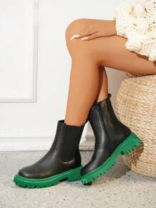 Botas chelsea con cremallera lateral - Verde - Ver 7