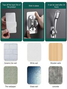 1pc PVC Shower Stand, Modernist Punch-free Adjustable Bath Hardware Set For Bathroom - White - View 5