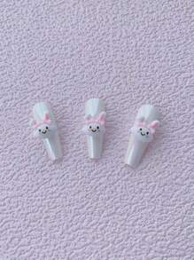 10pcs Resin Material Wish Rabbit Decor, For Nail Art Decoration - Multicolor - View 3