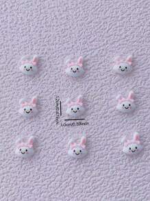10pcs Resin Material Wish Rabbit Decor, For Nail Art Decoration - Multicolor - View 4