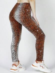 Leopard Print Leggings - Mustard Yellow - View 2