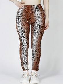 Leopard Print Leggings - Mustard Yellow - View 4