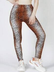 Leopard Print Leggings - Mustard Yellow - View 5
