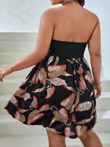 SHEIN VCAY Plus Plants Print Tube Dress - Multicolor - View 2