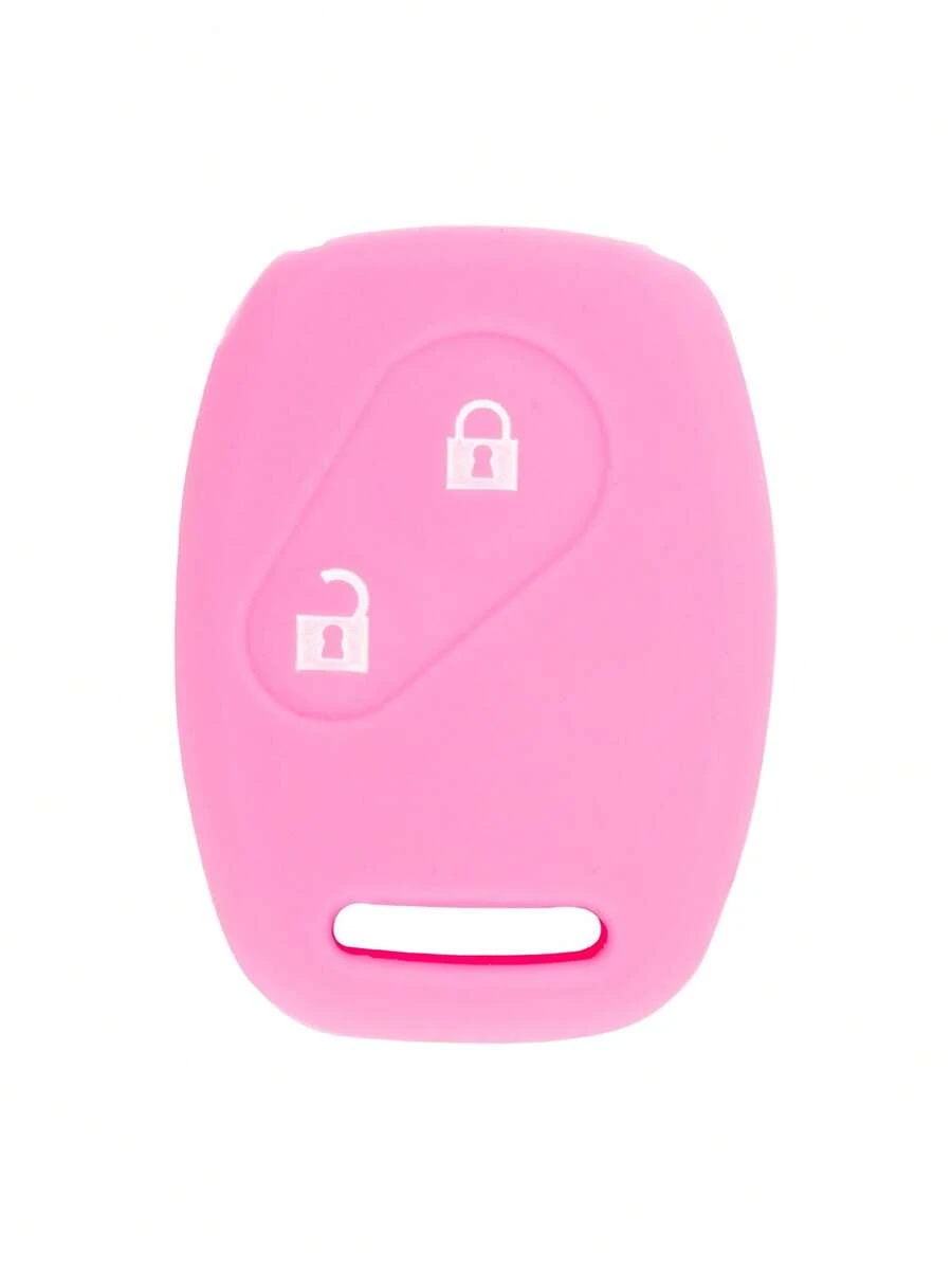 1pc Silicone Car Key Case Compatible With Honda, Key Fob Cover - Pink - View 1