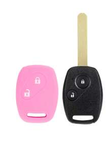 1pc Silicone Car Key Case Compatible With Honda, Key Fob Cover - Pink - View 2