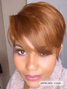 Peluca sintética corto recto con tupe - Bronce - Ver 2