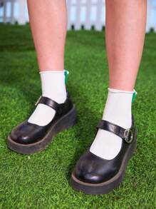 ROMWE Kawaii 1雙女性青蛙裝飾可愛中筒襪適用於日常 - 白色 - 查看 2