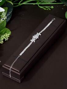 1set Elegant And Luxurious Bridal Jewelry Set With Cubic Zirconia Inlay - Silver - View 10