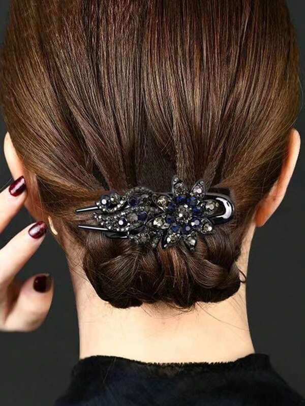 1pc Women Rhinestone Decor Glamorous Alligator Hair Clip Royal Hair Combs Combs For Hair Side Comb
