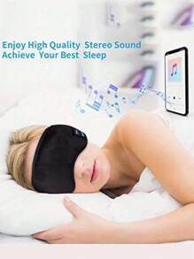 1入組織物眼罩設計藍牙耳機 - 黑色 - 查看 1