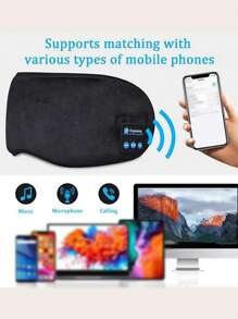 1入組織物眼罩設計藍牙耳機 - 黑色 - 查看 3