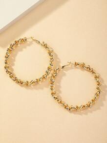 1 对夸张耳环创意编织金属首饰 - 金黃色 - 查看 4