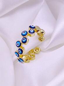 Evil Eye Decor Cuff Ring - Multicolor - View 2