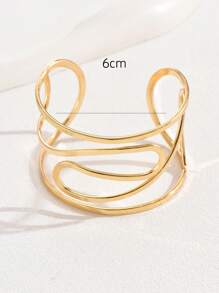 1入組帶簡約S形和字母細節多層袖口手鐲女士時尚配飾禮品 - 金黃色 - 查看 4