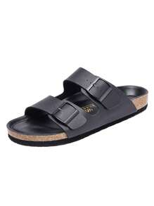 Unisex Casual Soft Cork Strap Slide Sandals, Fashion Comfortable Slip-On Japanese Style For Students - Black - View 4
