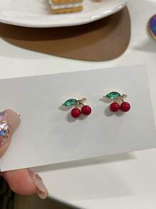 櫻桃耳釘 - 彩色 - 查看 1