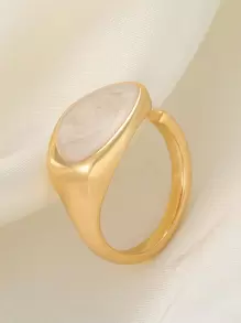 1 chiếc nhẫn hình học bất đối xứng nhiều màu tráng dầu cổ điển thời trang phù hợp để đeo hàng ngày cho phụ nữ - Vàng - Xem 4