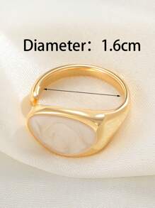 1 chiếc nhẫn hình học bất đối xứng nhiều màu tráng dầu cổ điển thời trang phù hợp để đeo hàng ngày cho phụ nữ - Vàng - Xem 6