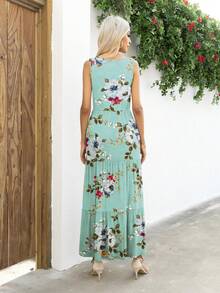 DEARCASE Vestido con estampado floral bajo con fruncido - verde menta - Ver 2