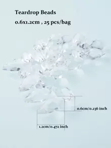 25 件/包 橫孔淚滴玻璃珠形狀耳環吊墜 0.6x1.2 厘米 - 白色 - 查看 3