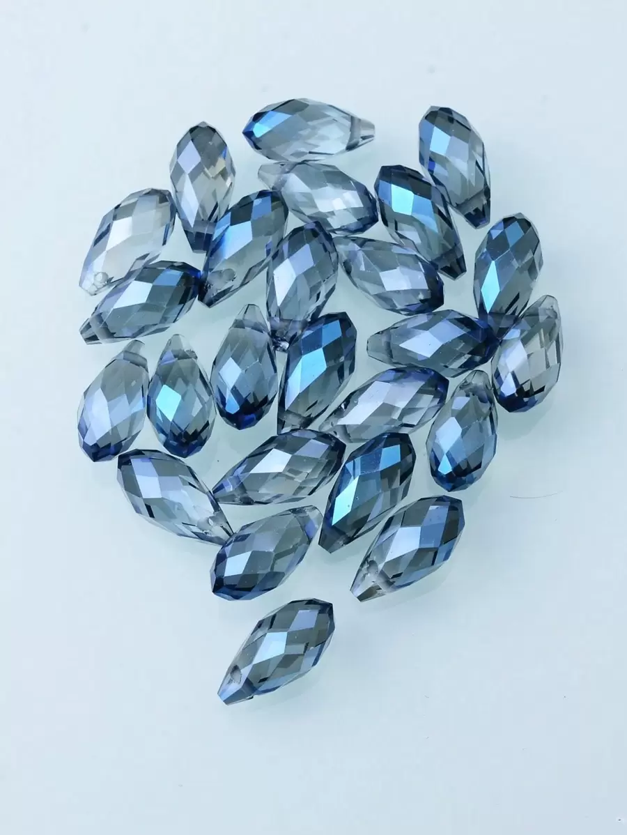 25 Cái/gói Lỗ Ngang Kính Rách Thả Hạt Hình Mặt Dây Chuyền Bông Tai 0.6x1.2cm - Màu xanh lam - Xem 1