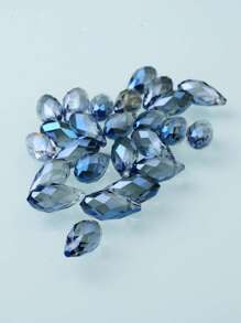 25 Cái/gói Lỗ Ngang Kính Rách Thả Hạt Hình Mặt Dây Chuyền Bông Tai 0.6x1.2cm - Màu xanh lam - Xem 2