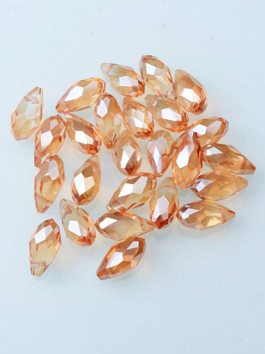 25入組/包水平孔淚滴形吊墜耳環0.6x1.2cm - 香檳色 - 查看 1